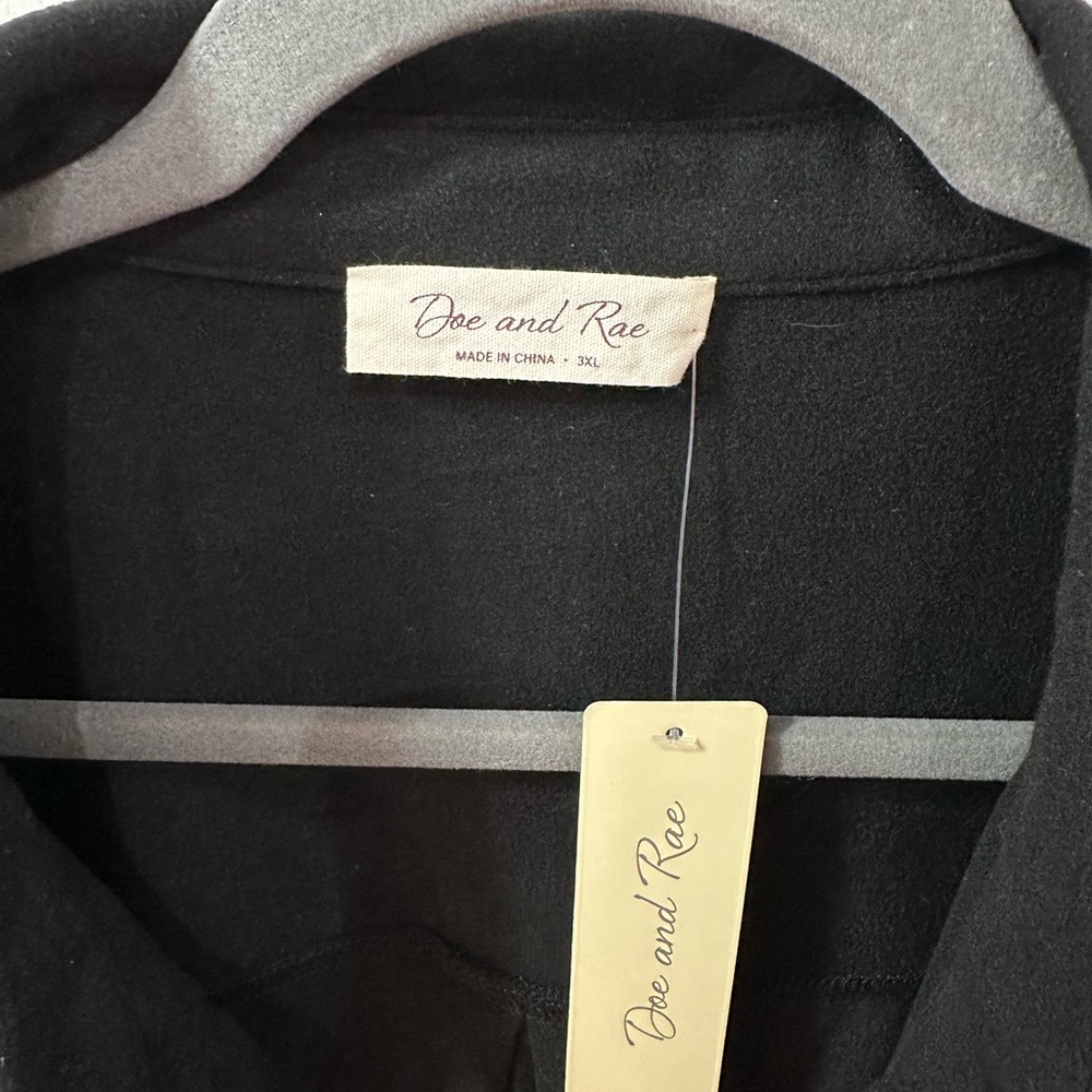Doe & Rae Black Fleece Shacket - Picture 2 of 3